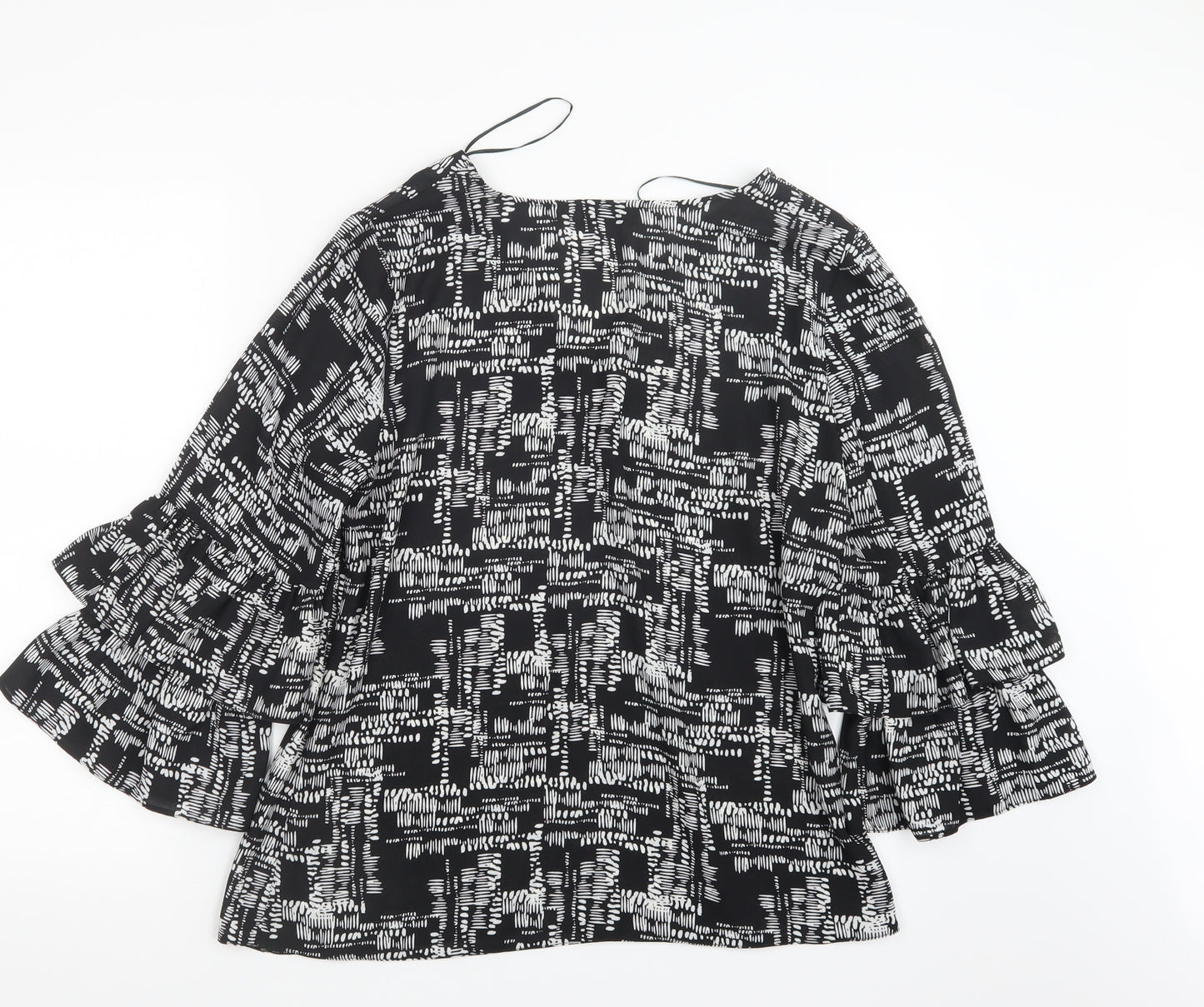 Papaya Womens Black Geometric  Basic Blouse Size 14