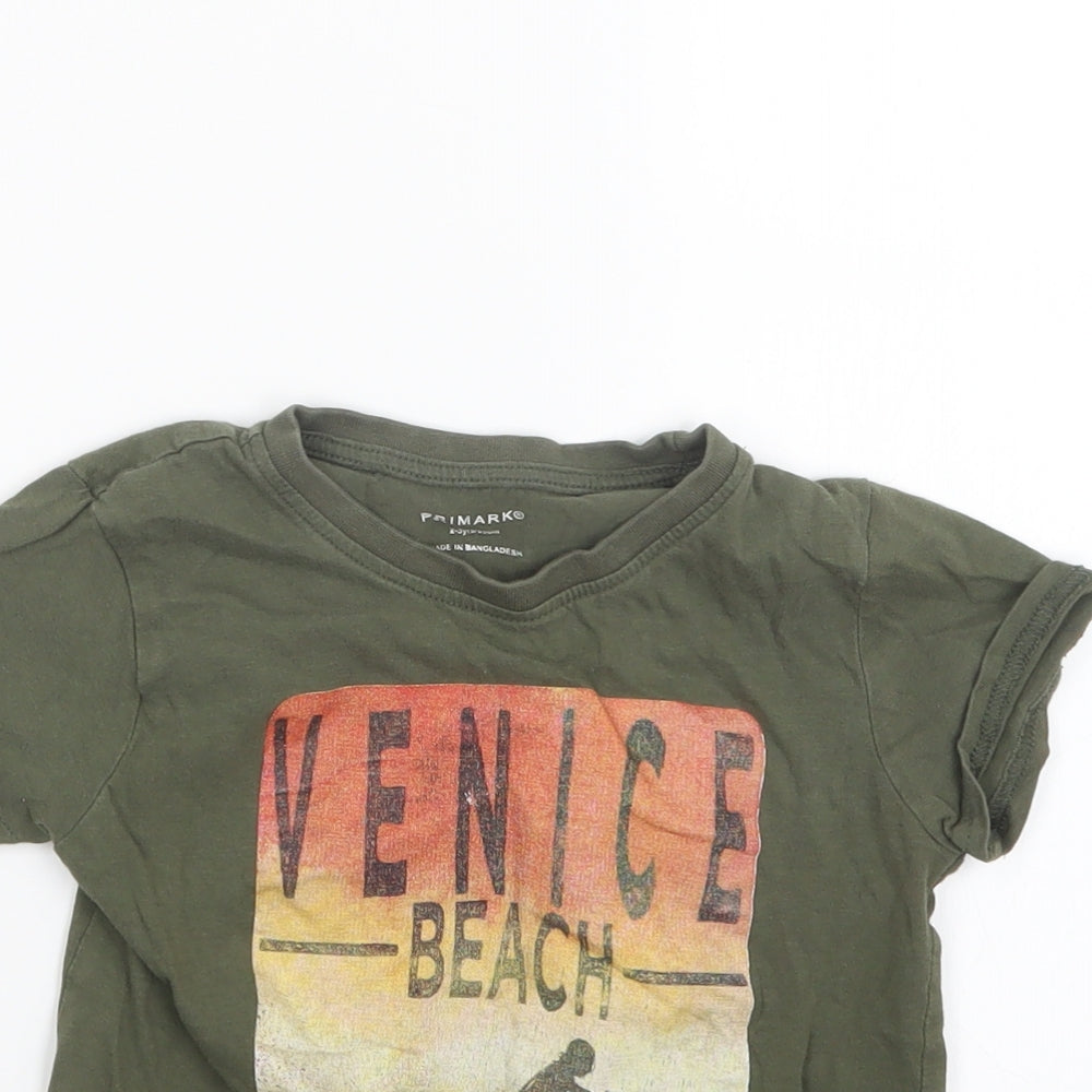 Primark Boys Green   Basic T-Shirt Size 2-3 Years