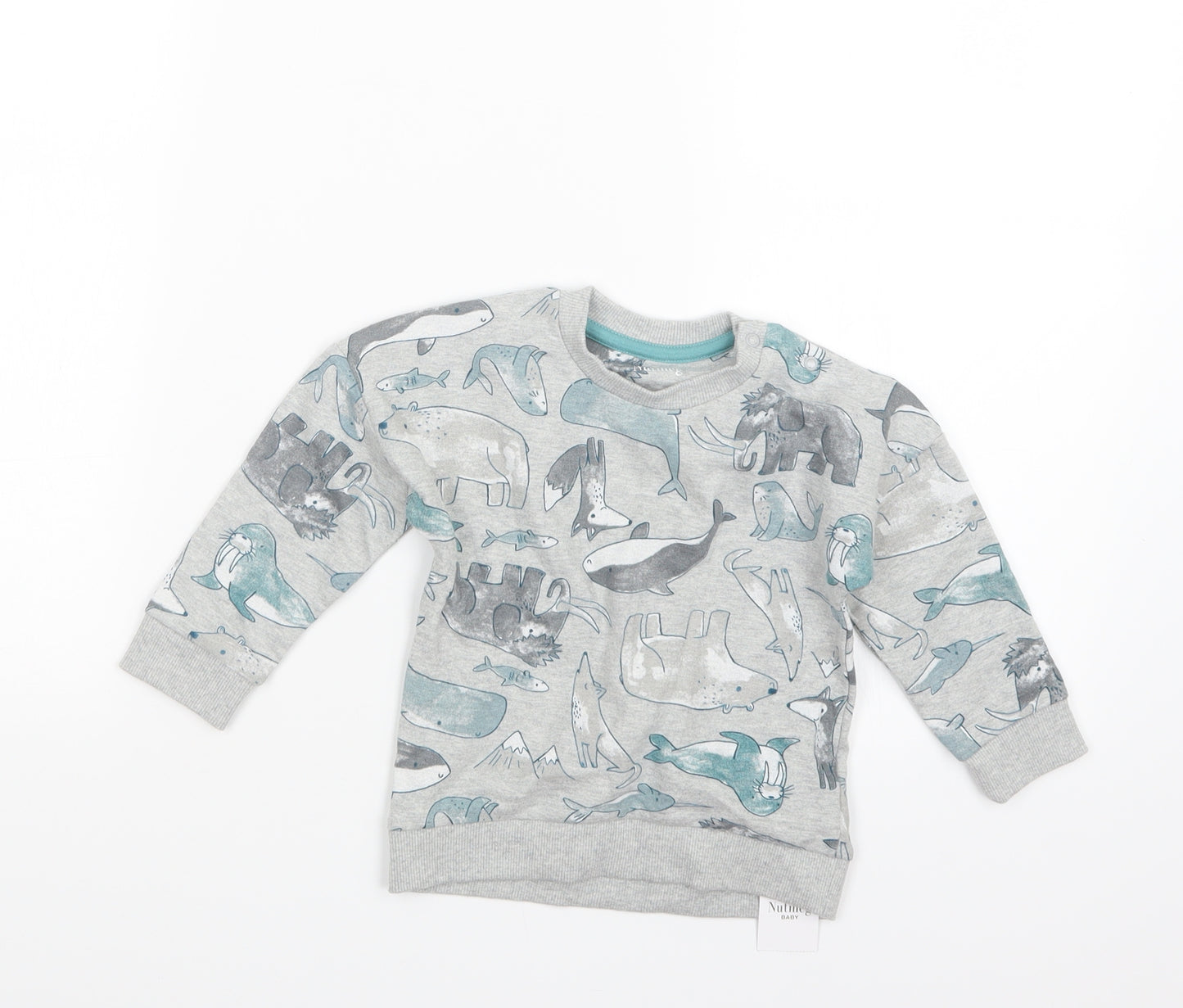 Nutmeg Boys Grey Geometric  Pullover Jumper Size 12-18 Months