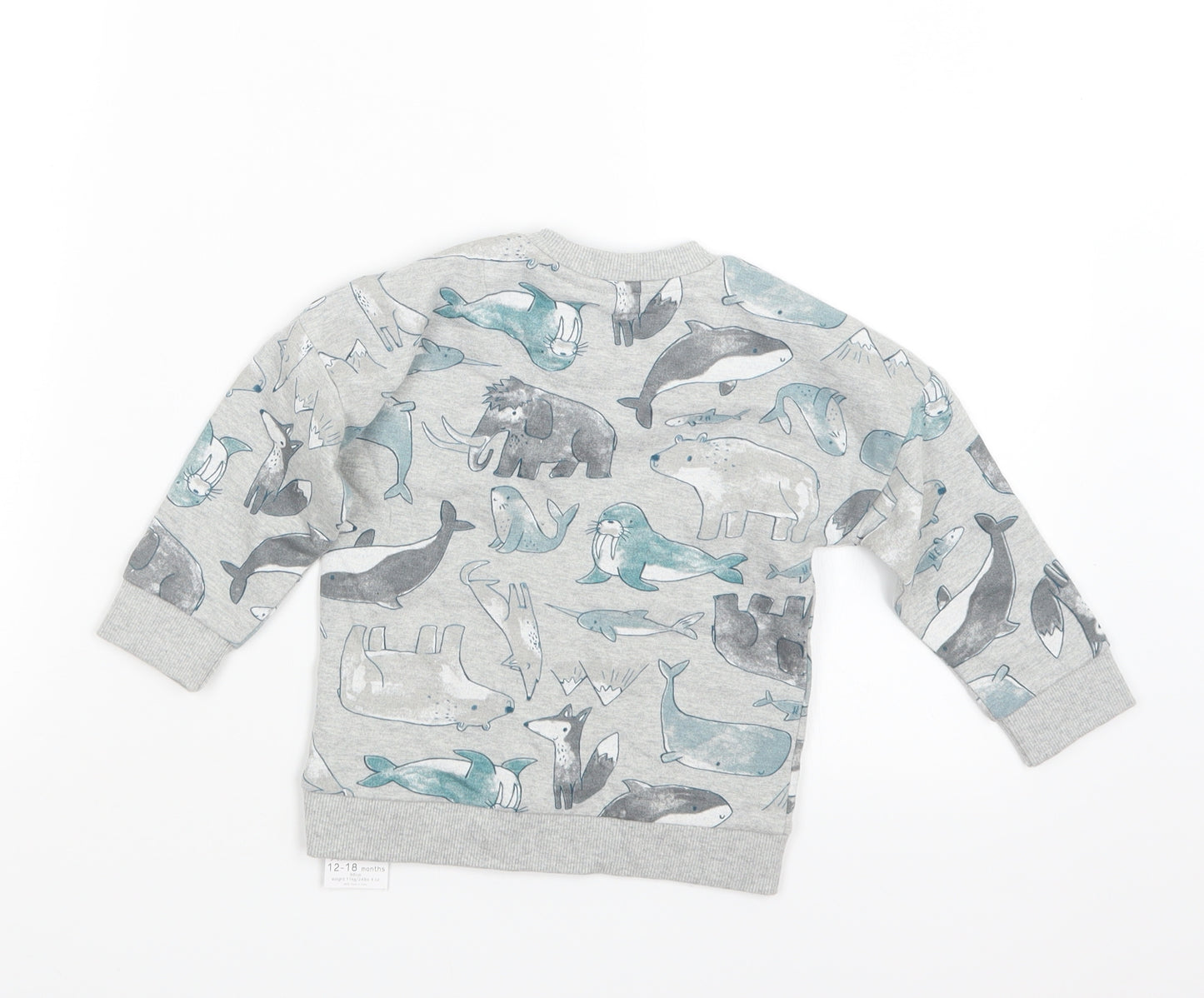 Nutmeg Boys Grey Geometric  Pullover Jumper Size 12-18 Months