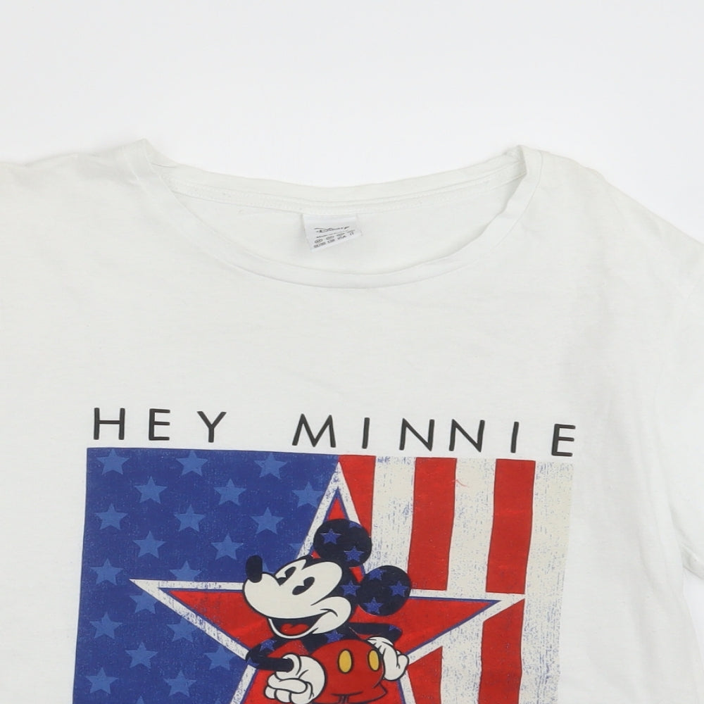 Primark Womens White   Basic T-Shirt Size 10  - Mickey Mouse