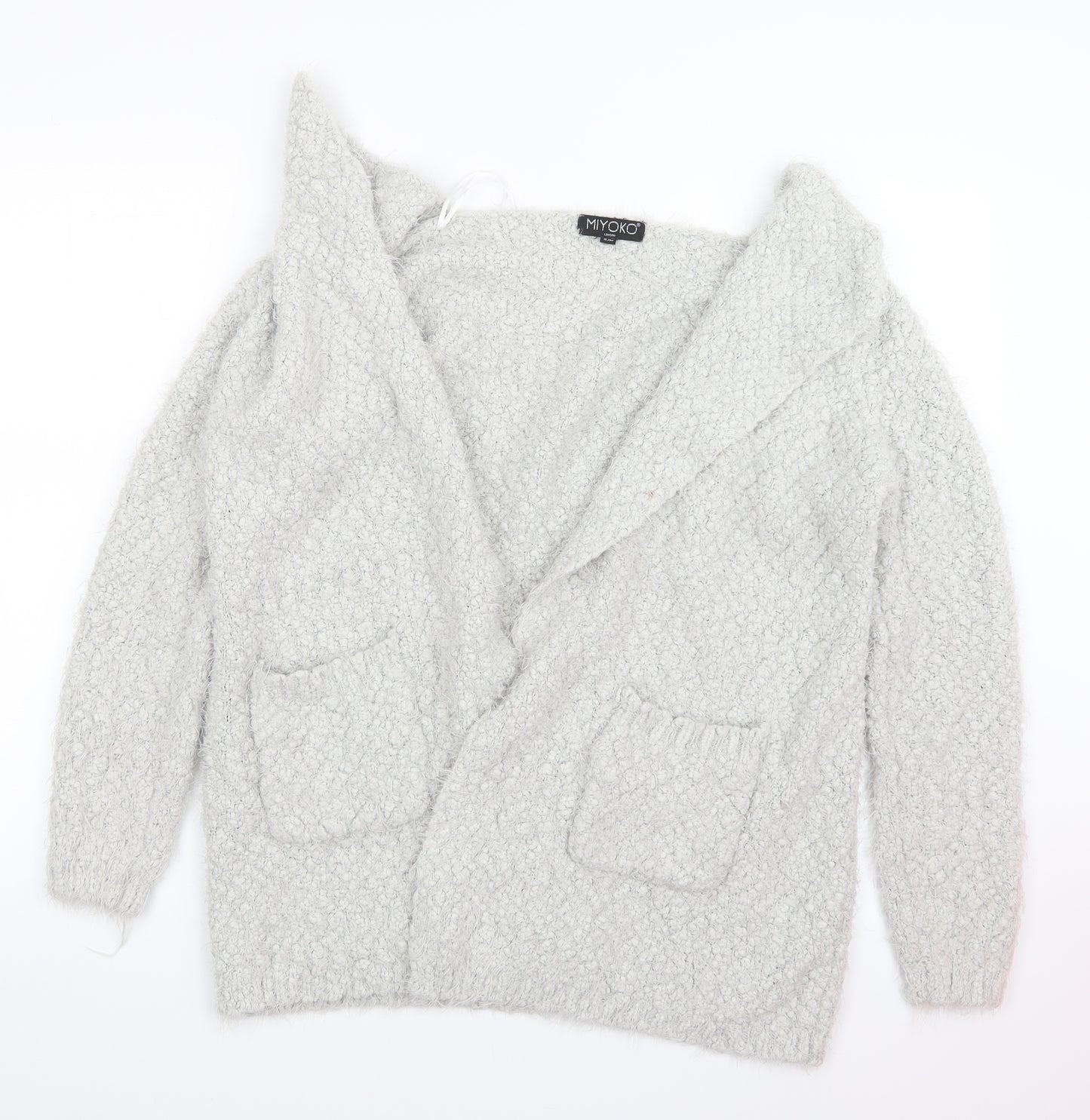 Miyoko Womens Grey  Knit Cardigan Jumper Size S