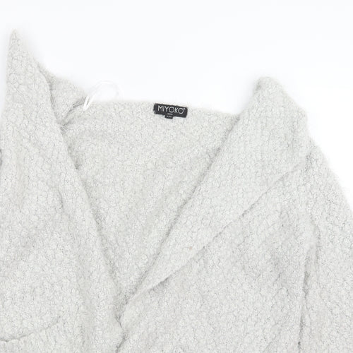 Miyoko Womens Grey  Knit Cardigan Jumper Size S