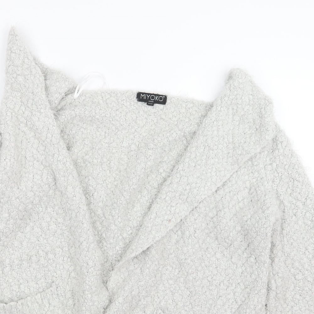 Miyoko Womens Grey  Knit Cardigan Jumper Size S