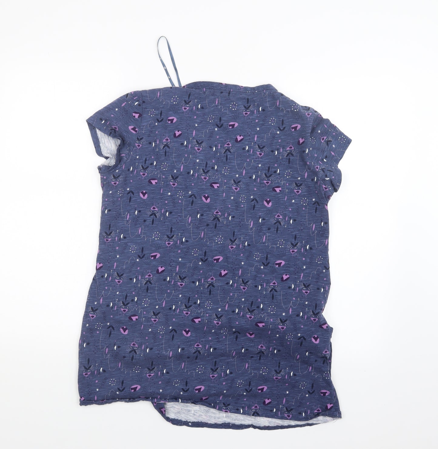 Mantaray Womens Blue Geometric  Basic T-Shirt Size 14