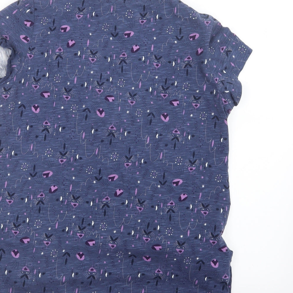 Mantaray Womens Blue Geometric  Basic T-Shirt Size 14