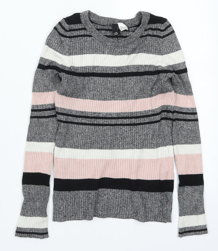 H&M Womens Pink Striped Knit Pullover Jumper Size S