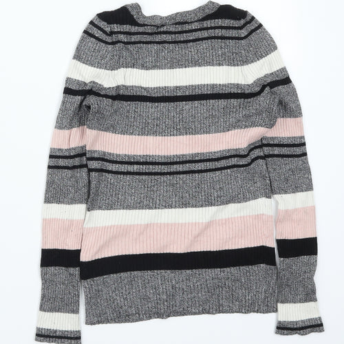 H&M Womens Pink Striped Knit Pullover Jumper Size S