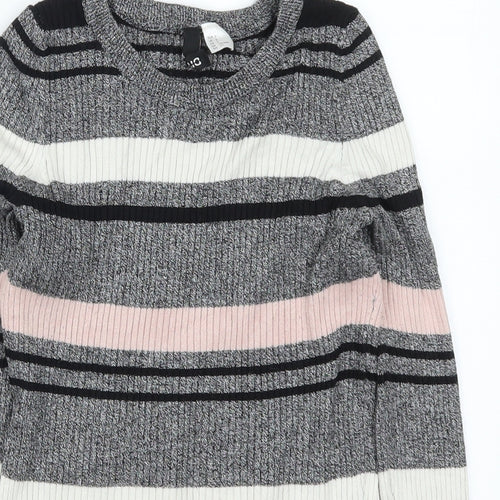 H&M Womens Pink Striped Knit Pullover Jumper Size S