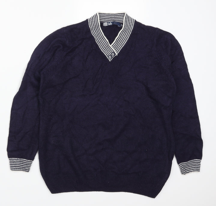 Isle Womens Blue Knit Pullover Jumper Size 14