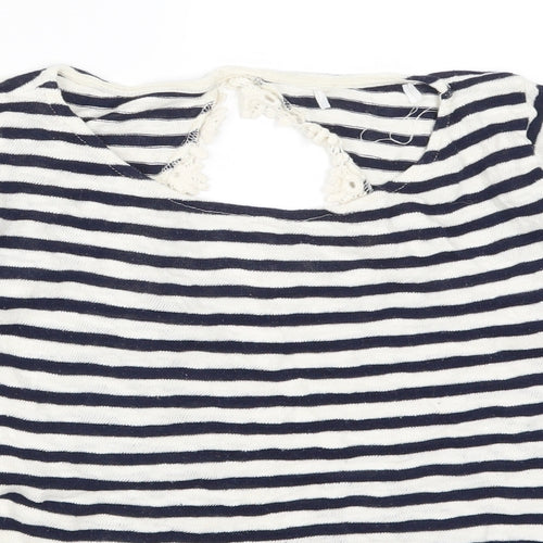 Pull&Bear Womens Blue Striped  Basic T-Shirt Size S
