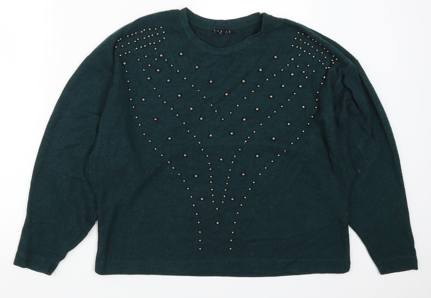 Basics Womens Green   Pullover Jumper Size S