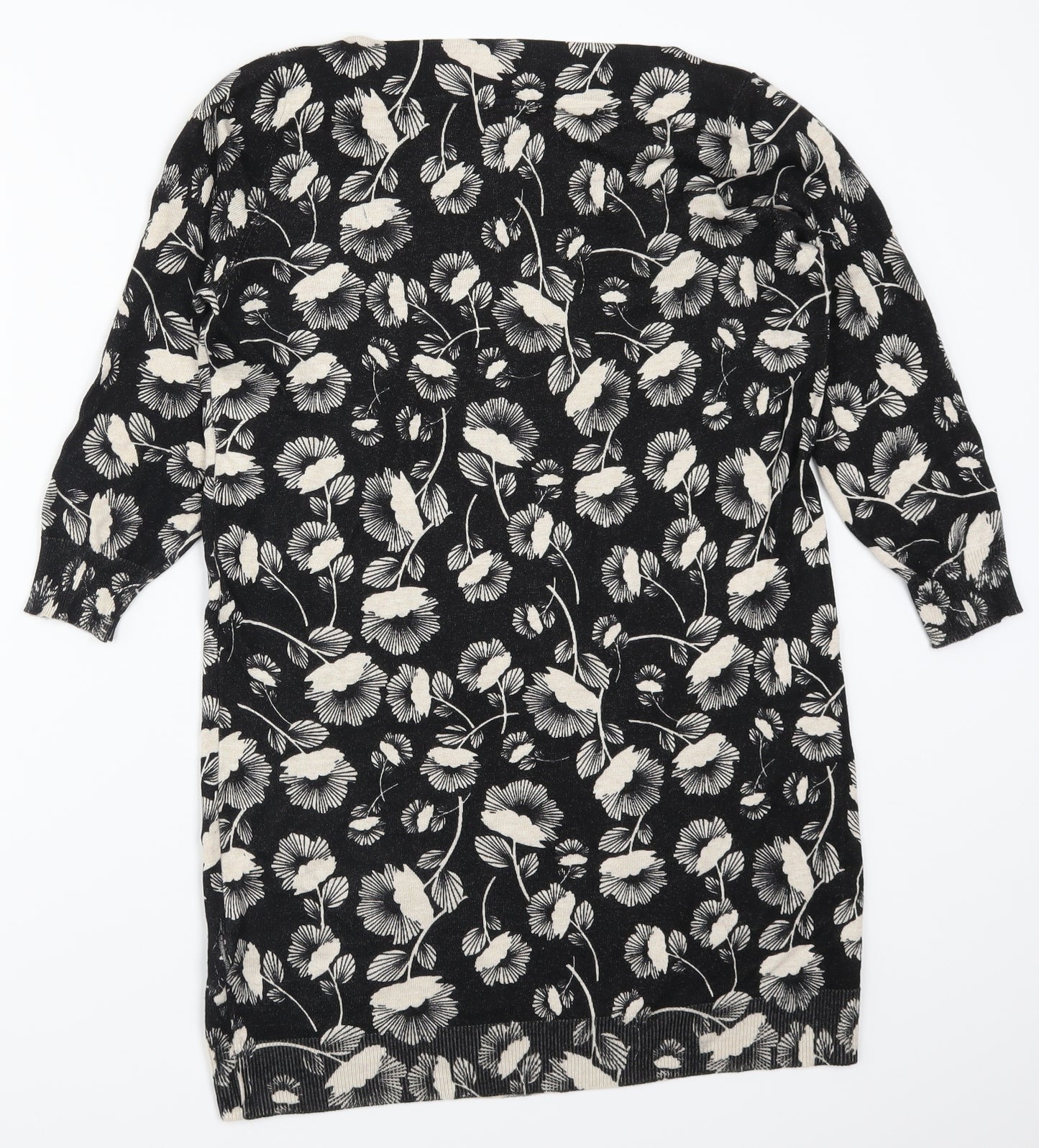 F&F Womens Black Floral  Pullover Jumper Size 14
