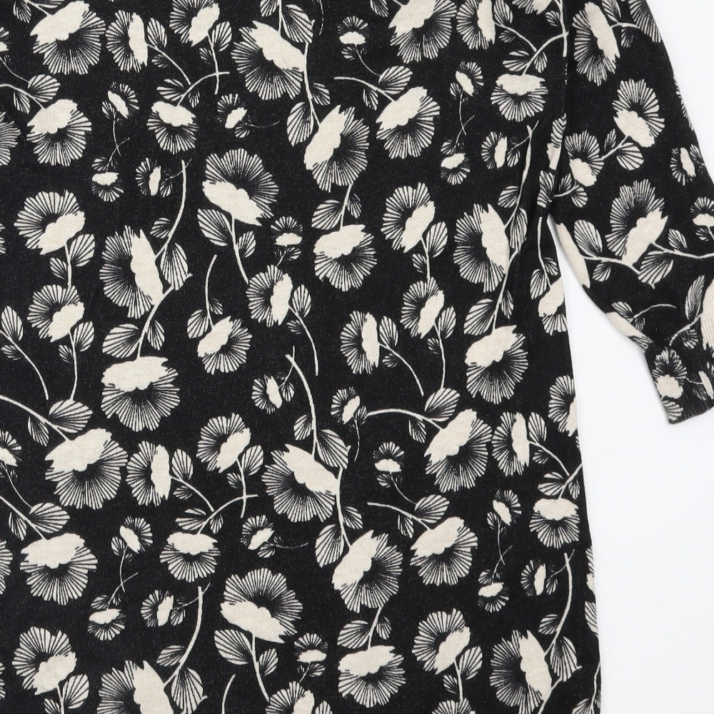 F&F Womens Black Floral  Pullover Jumper Size 14