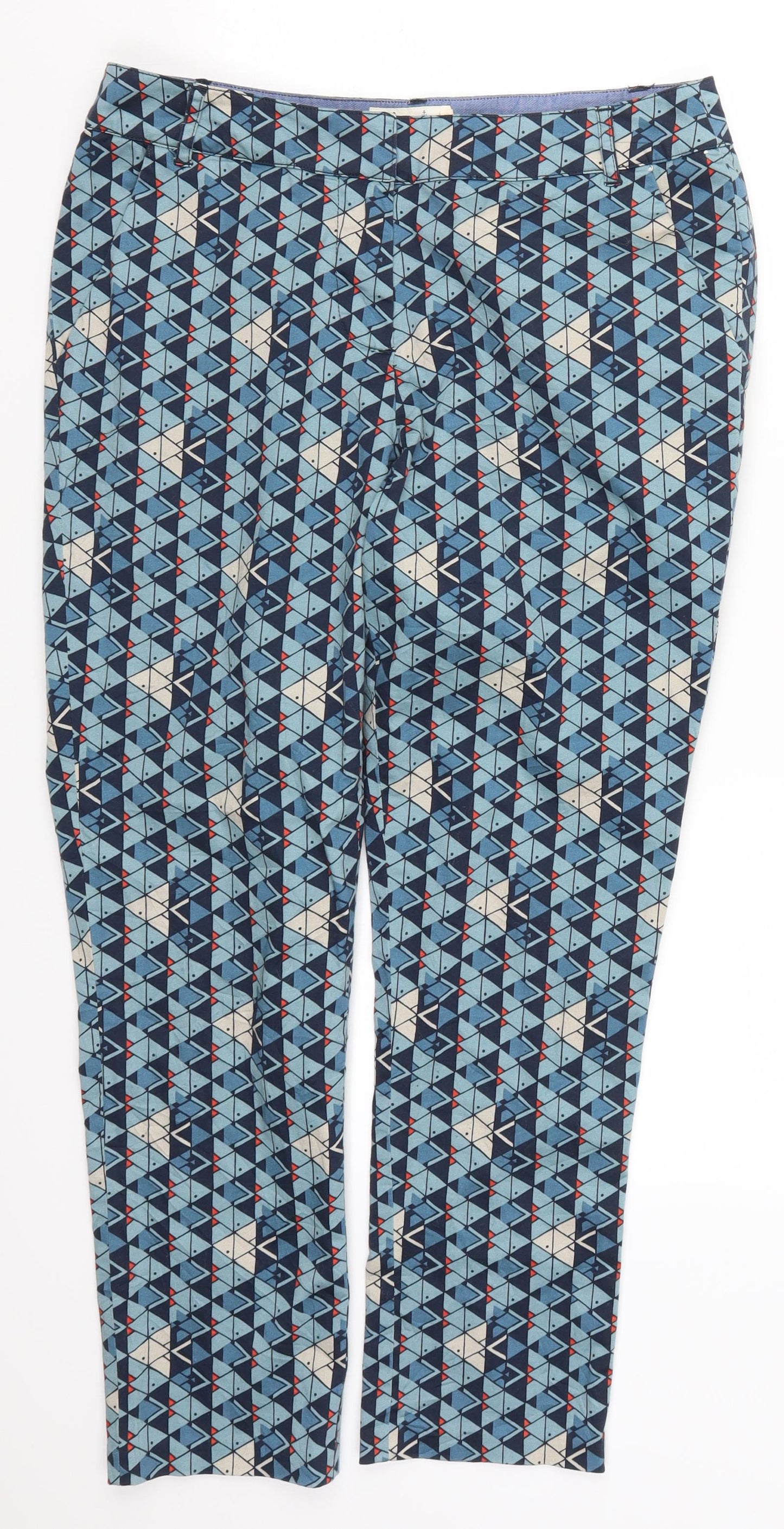 Seasalt Womens Blue Geometric  Trousers  Size 12 L26 in