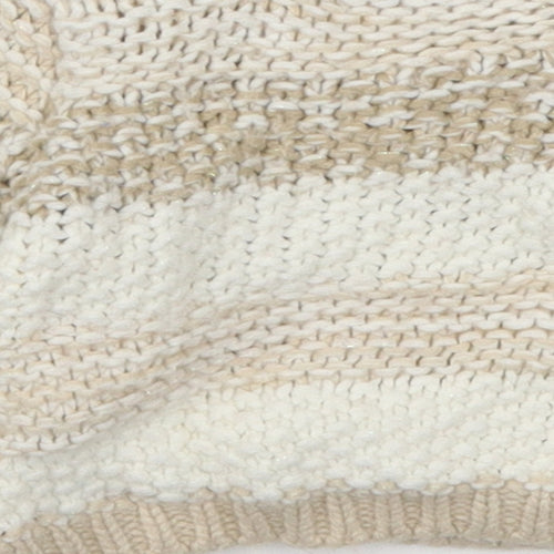 Nutmeg Girls Beige Striped Knit Pullover Jumper Size 9-12 Months