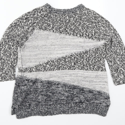Topshop Womens Grey Geometric Knit Pullover Jumper Size 10
