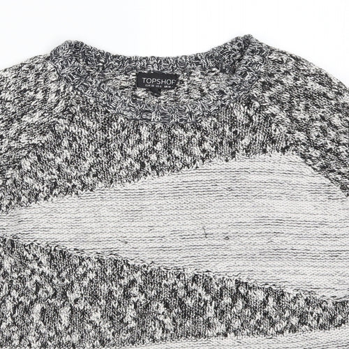 Topshop Womens Grey Geometric Knit Pullover Jumper Size 10
