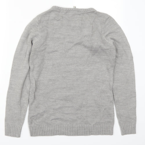 Peacocks Womens Grey   Pullover Jumper Size S  - Santa Claus