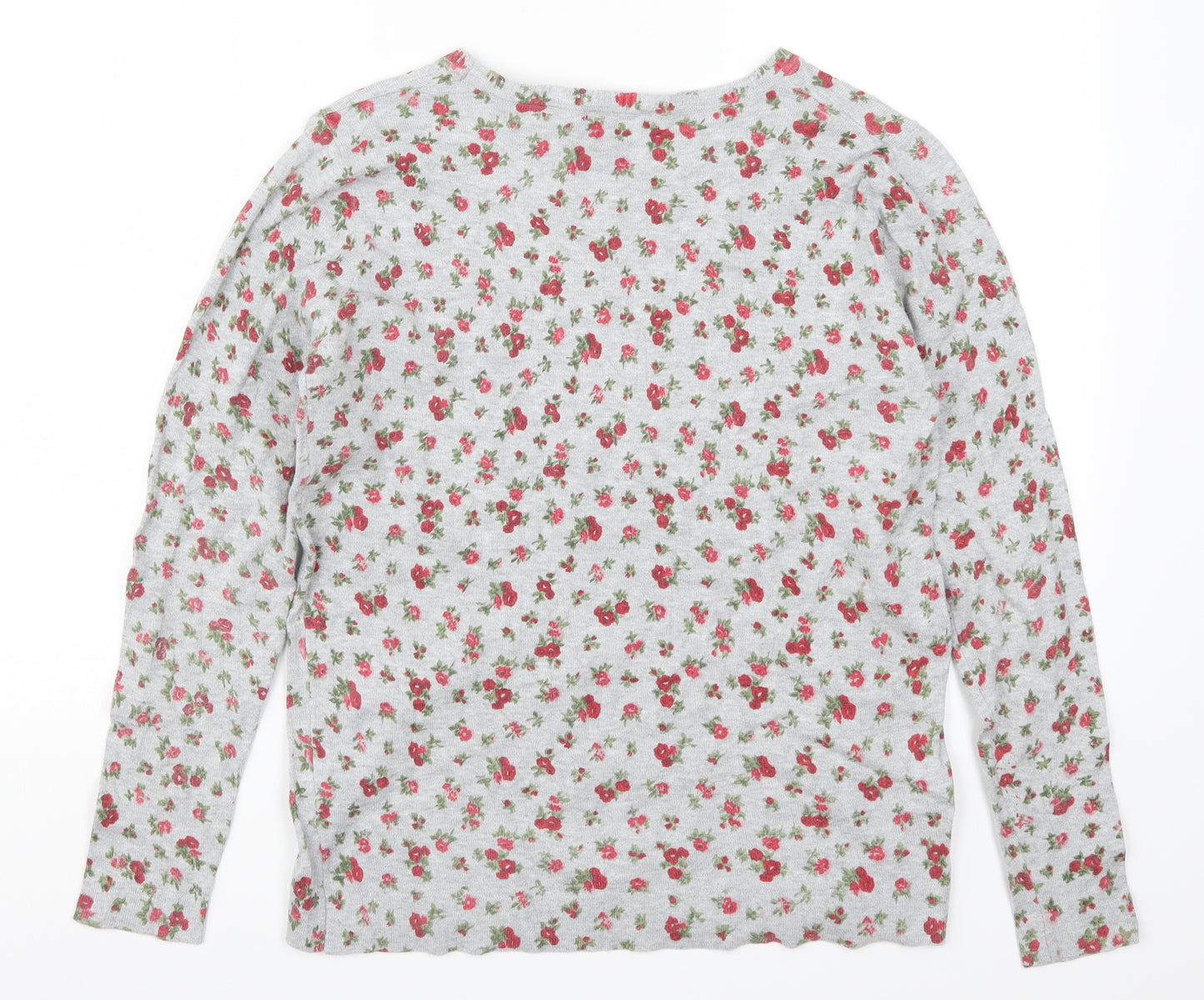 Mango Womens Grey Floral  Pullover Jumper Size XL  - Pink Flowers