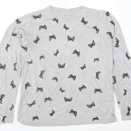 Marks and Spencer Womens Grey  Knit Pullover Jumper Size 14  - Butterflies