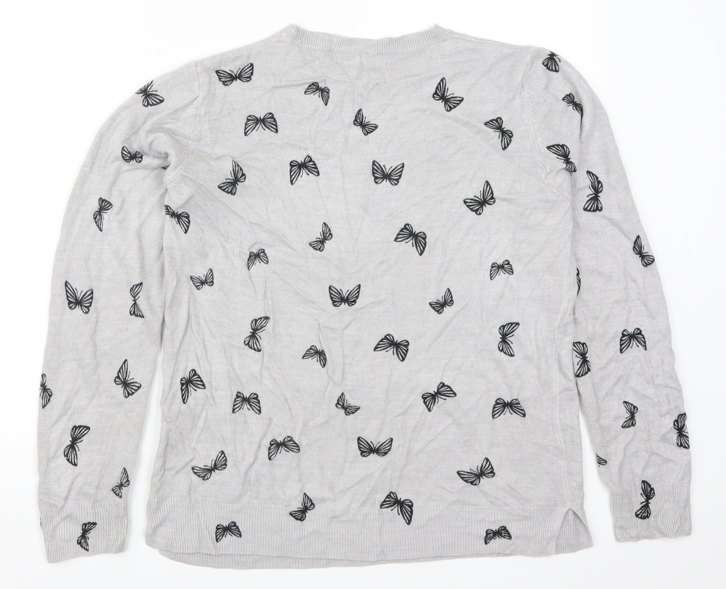 Marks and Spencer Womens Grey  Knit Pullover Jumper Size 14  - Butterflies