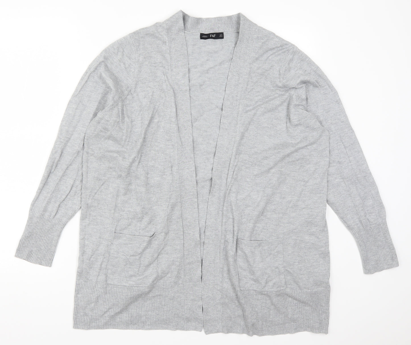 F&F Womens Grey  Knit Cardigan Jumper Size 18