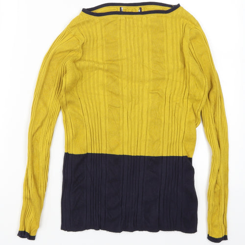 Preworn Womens Yellow  Knit Pullover Jumper Size 14  - Colour Block