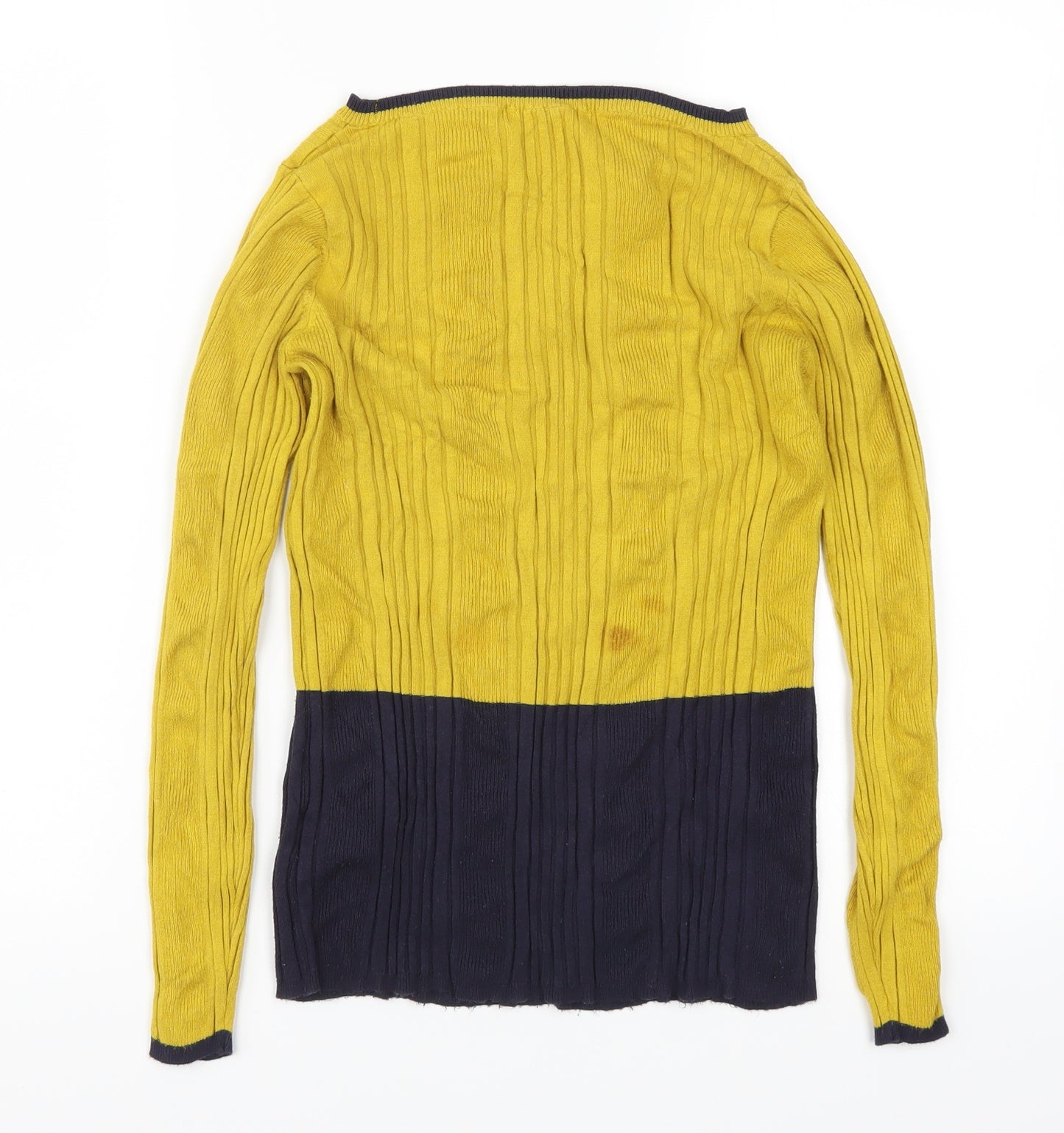 Preworn Womens Yellow  Knit Pullover Jumper Size 14  - Colour Block