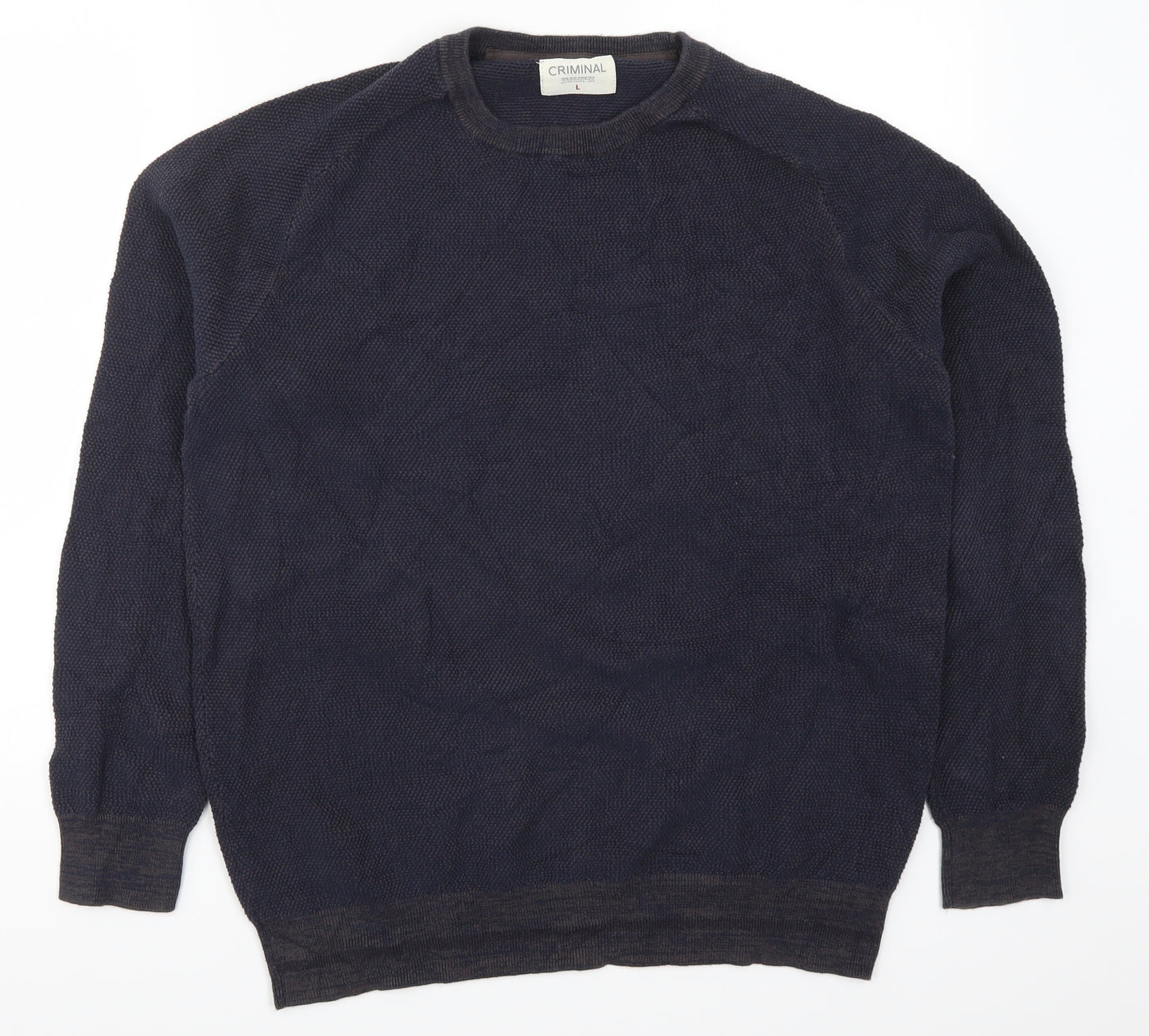 Criminal Mens Blue  Knit Pullover Jumper Size L