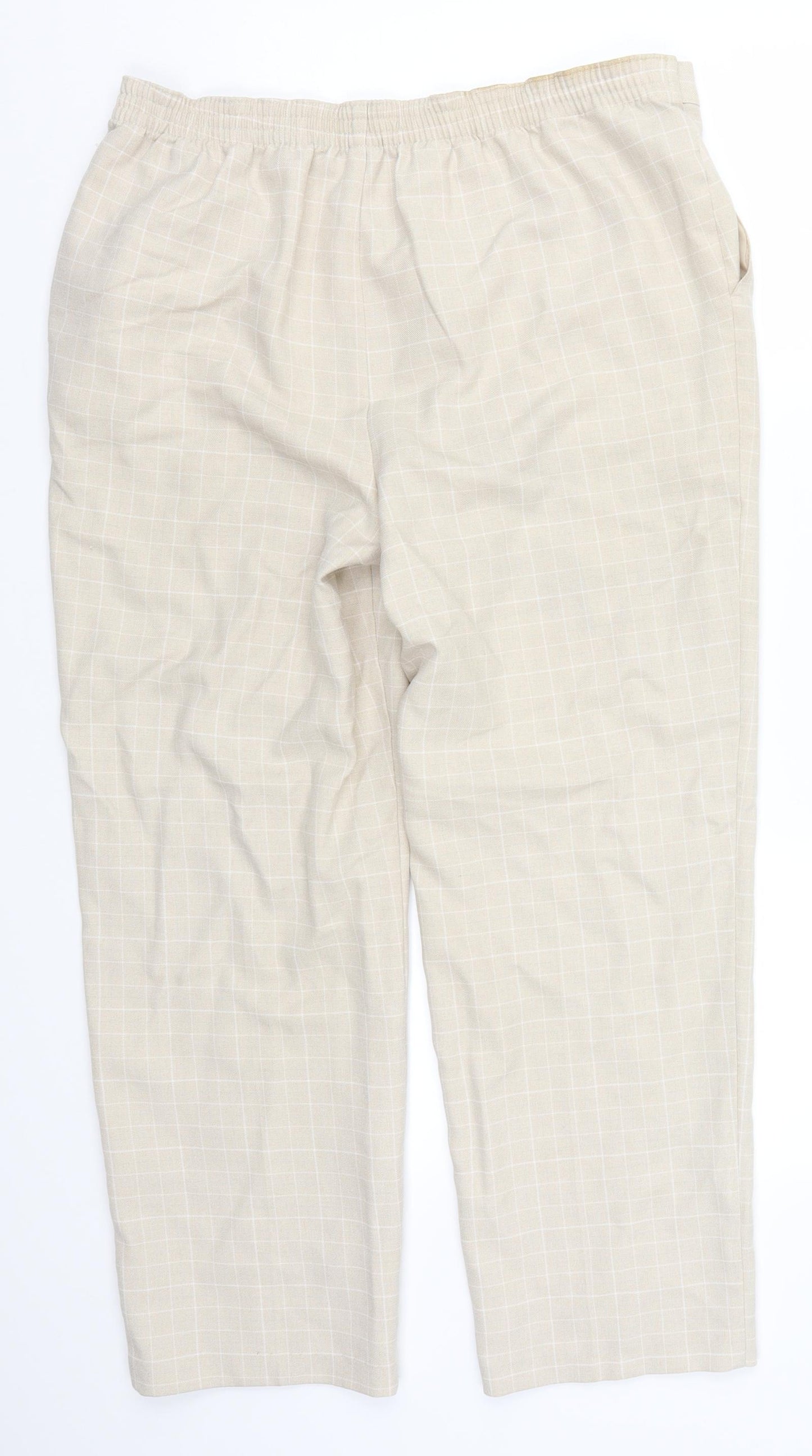 Marks and Spencer Womens Beige Check  Trousers  Size 14 L25 in