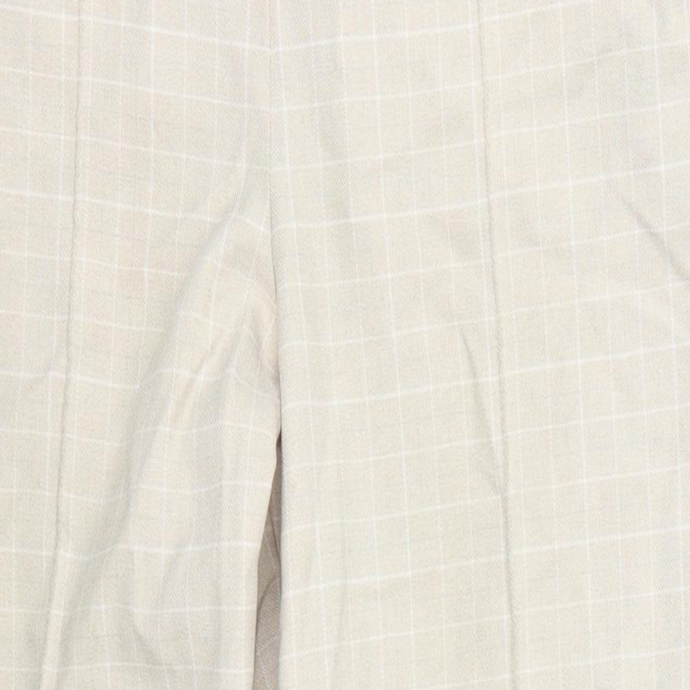 Marks and Spencer Womens Beige Check  Trousers  Size 14 L25 in