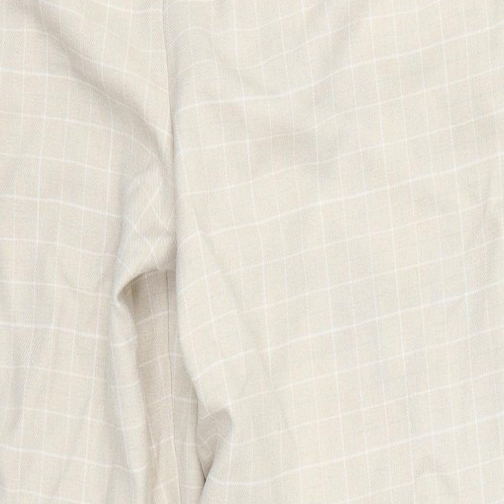 Marks and Spencer Womens Beige Check  Trousers  Size 14 L25 in
