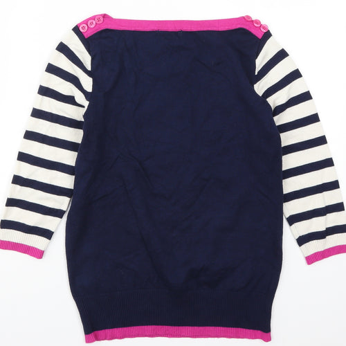 M&Co Womens Blue Striped Knit Pullover Jumper Size XS