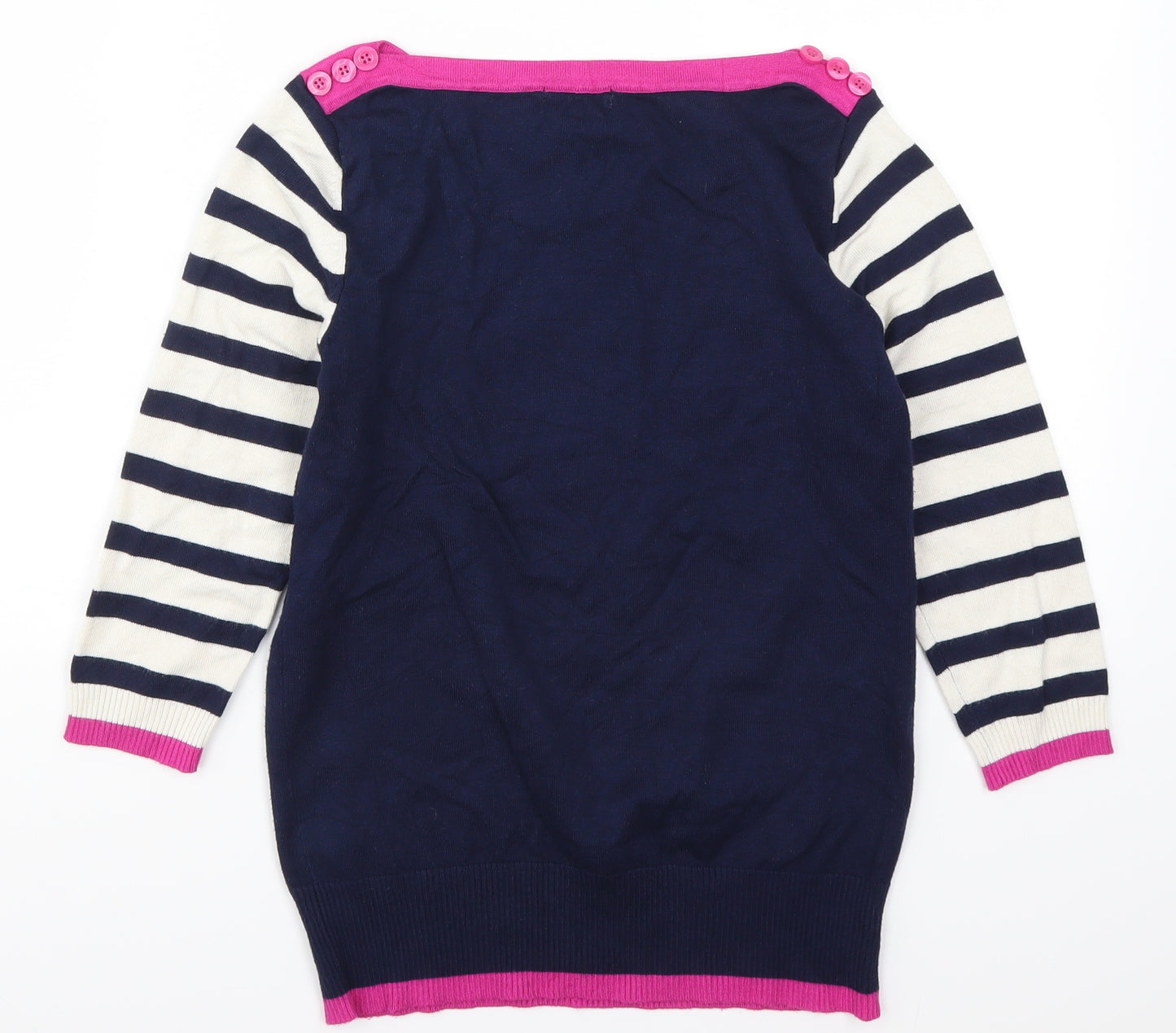 M&Co Womens Blue Striped Knit Pullover Jumper Size XS