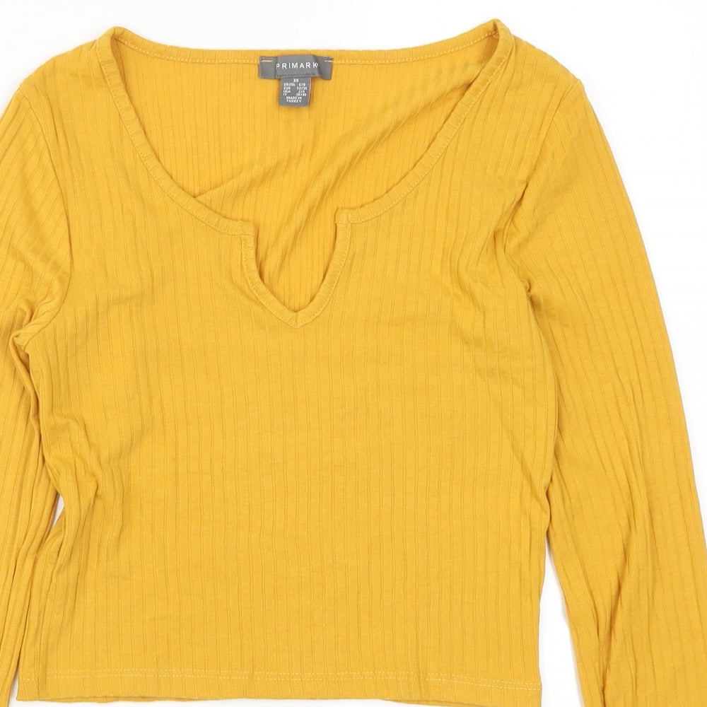 Primark Womens Yellow   Basic T-Shirt Size 6  - Mustard Yellow