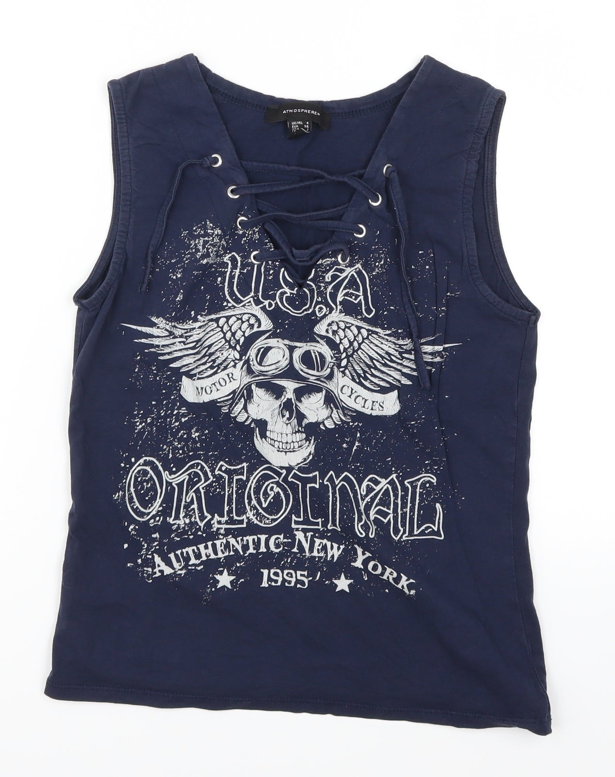 Atmosphere Womens Blue   Basic Tank Size 6  - Motor Cycles Graphic