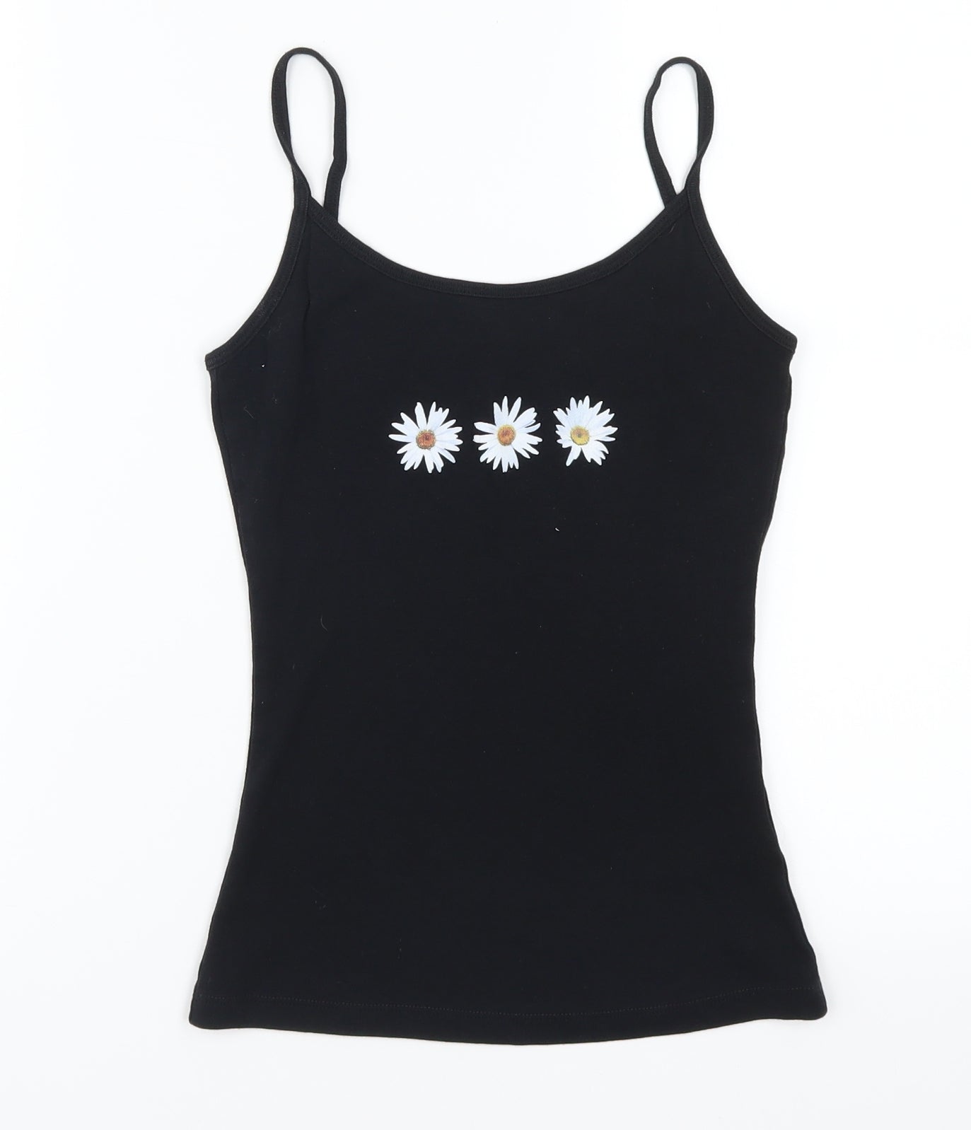 New Look Womens Black   Basic Tank Size S  - Flowers