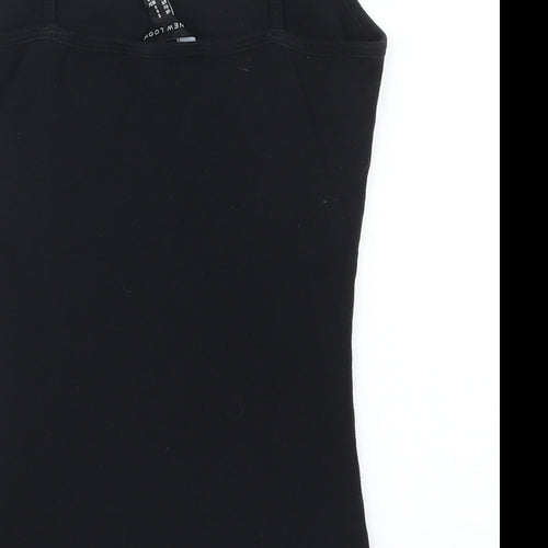 New Look Womens Black   Basic Tank Size S  - Flowers