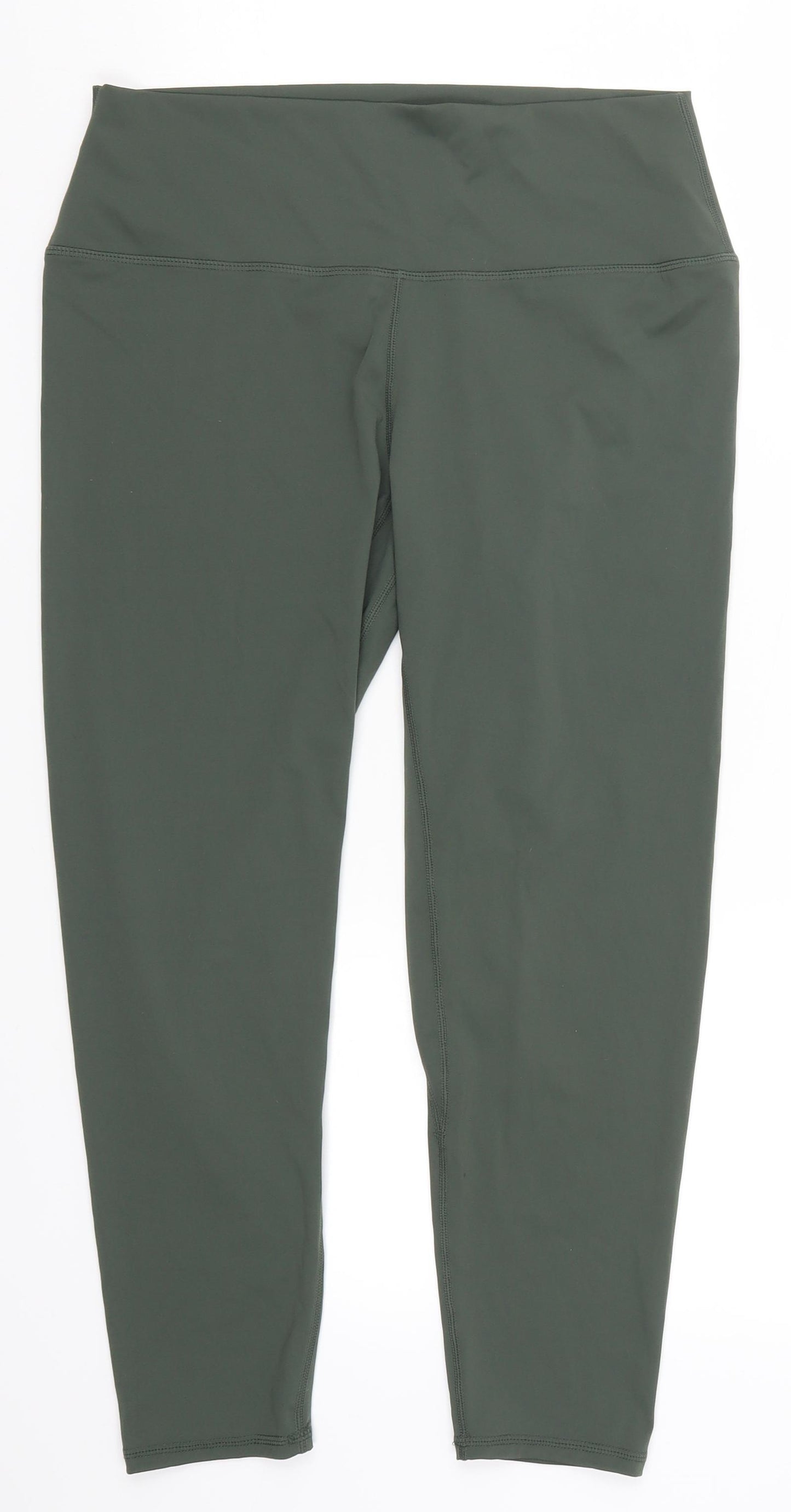 PRETTYLITTLETHING Womens Green   Cropped Leggings Size 14 L24 in