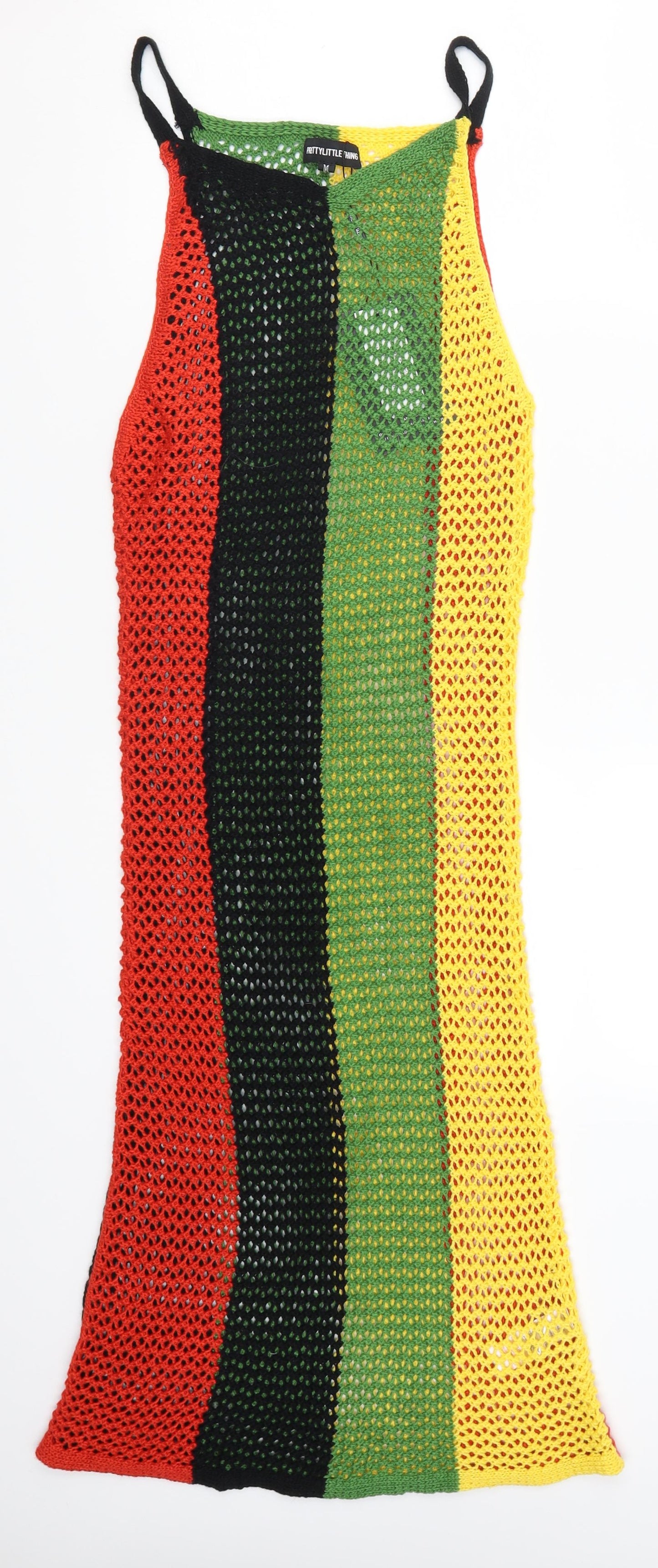 PRETTYLITTLETHING Womens Multicoloured Striped Knit Tank Dress  Size M