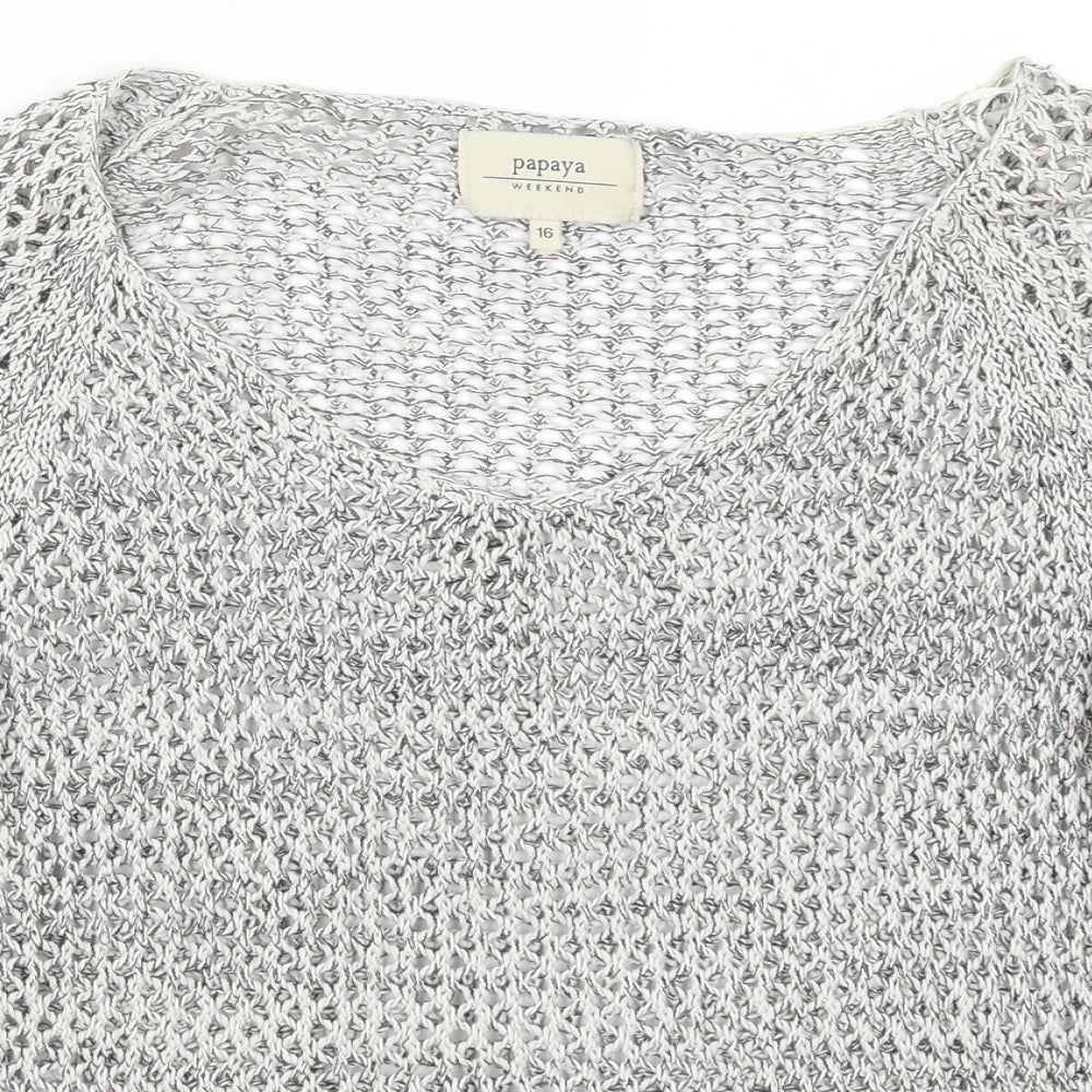 Papaya Womens Grey  Knit Pullover Jumper Size 16