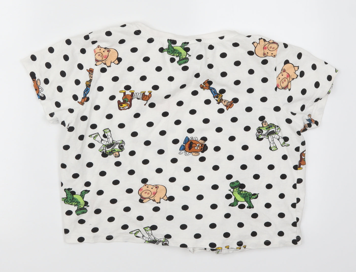 Primark Womens White Polka Dot  Cropped T-Shirt Size 10  - Toy Story