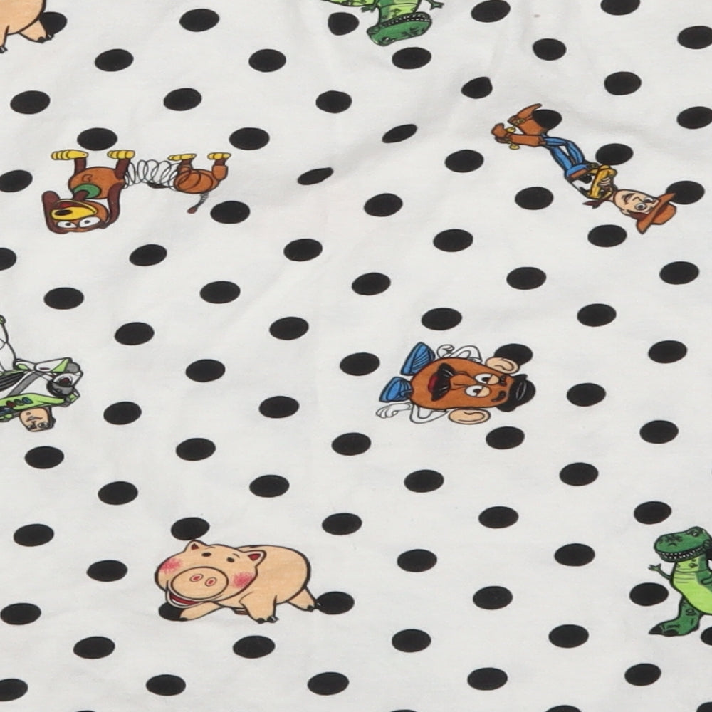 Primark Womens White Polka Dot  Cropped T-Shirt Size 10  - Toy Story