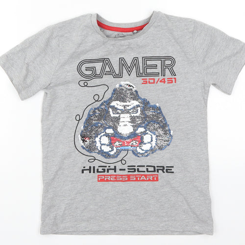 NEXT Boys Grey   Basic T-Shirt Size 6 Years  - Gamer High Score