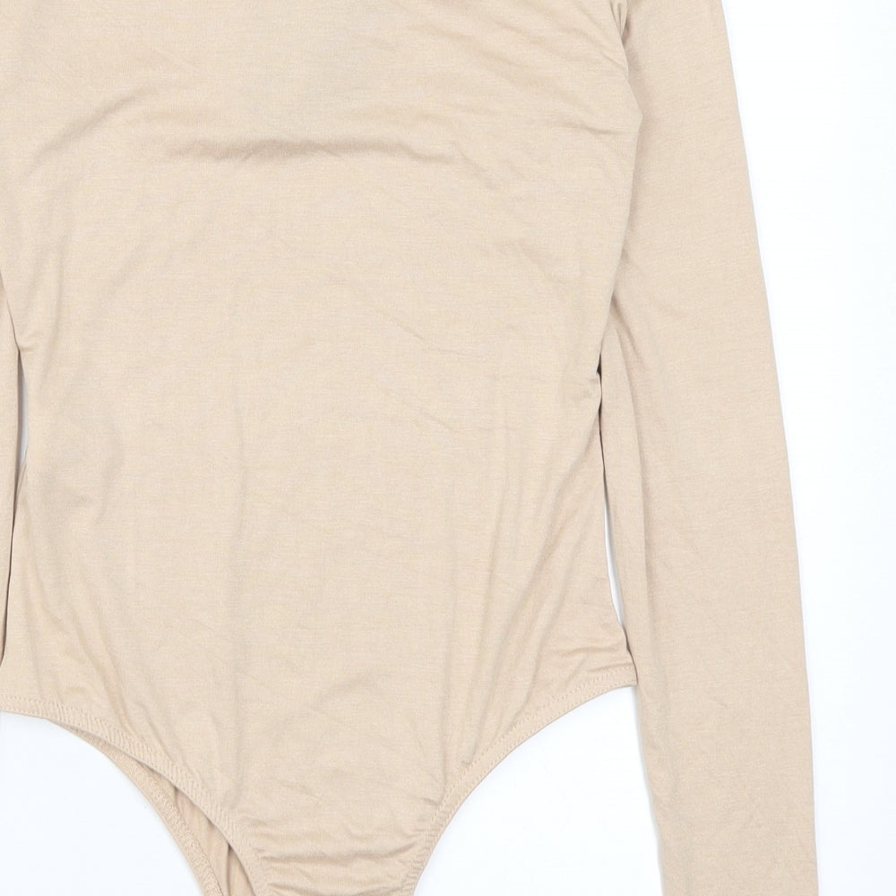 PRETTYLITTLETHING Womens Beige   Bodysuit One-Piece Size 8