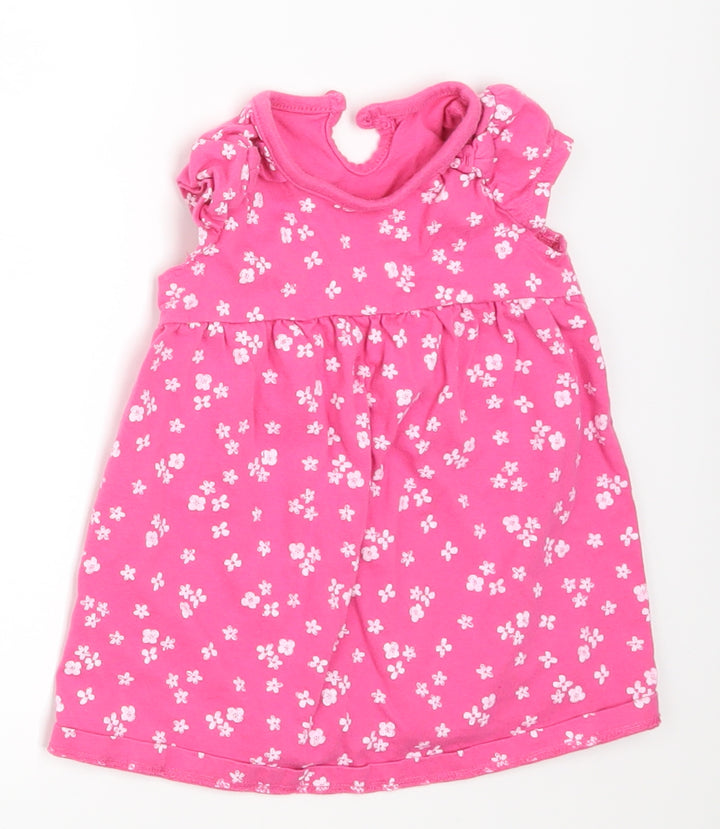 George Girls Pink Floral A-Line Size 6-9 Months