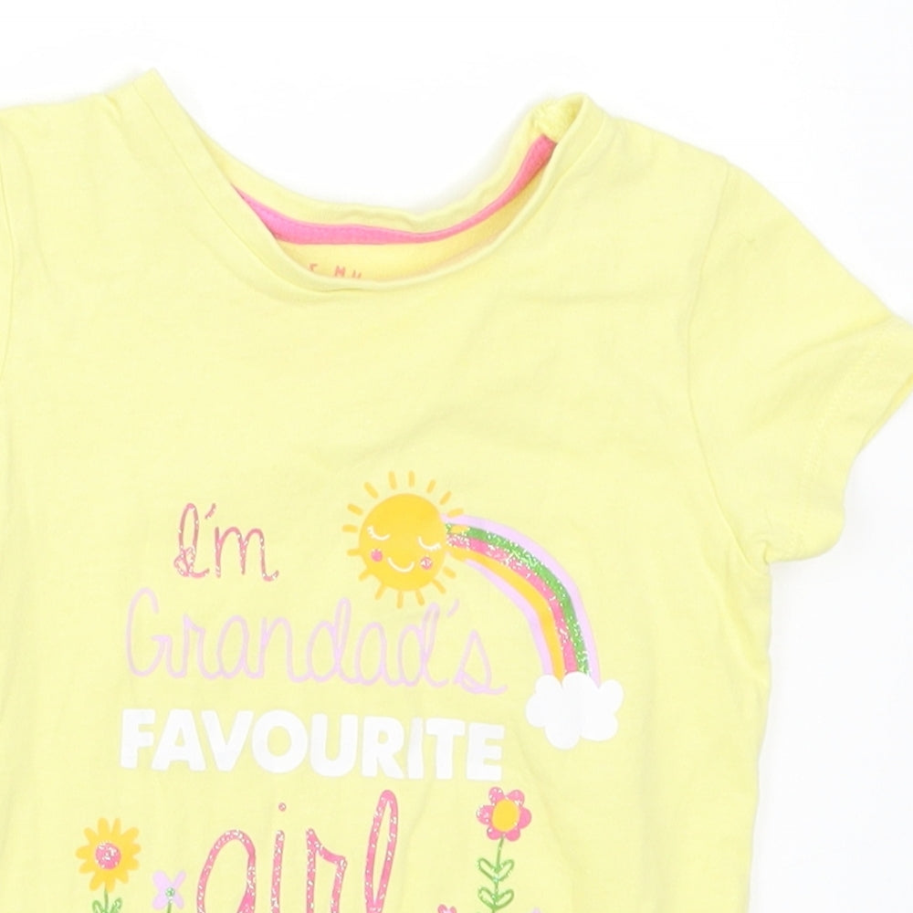 Matalan Girls Yellow   Basic T-Shirt Size 9-12 Months  - I'm Grandad's Favourite Girl