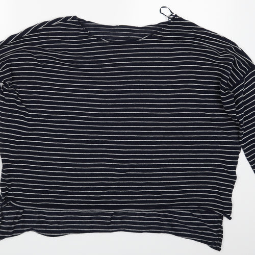 Zara Womens Blue Striped  Pullover Sweatshirt Size M
