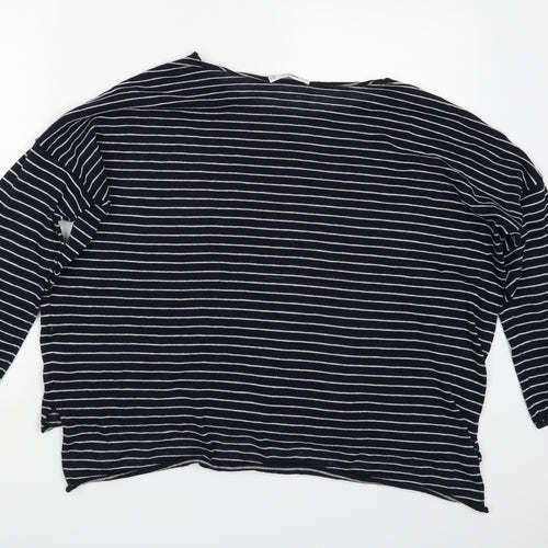 Zara Womens Blue Striped  Pullover Sweatshirt Size M